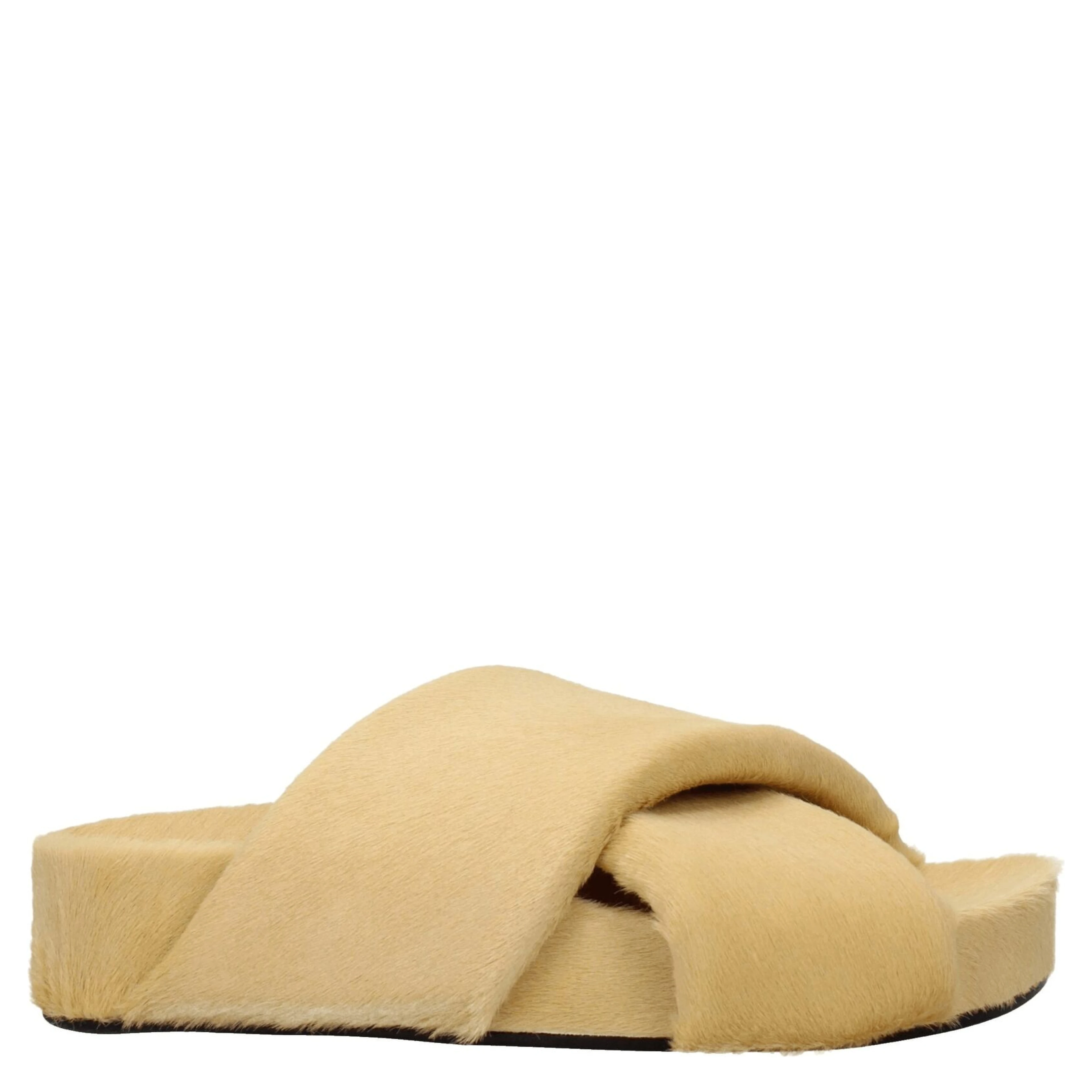 Beige Horsehair Slippers