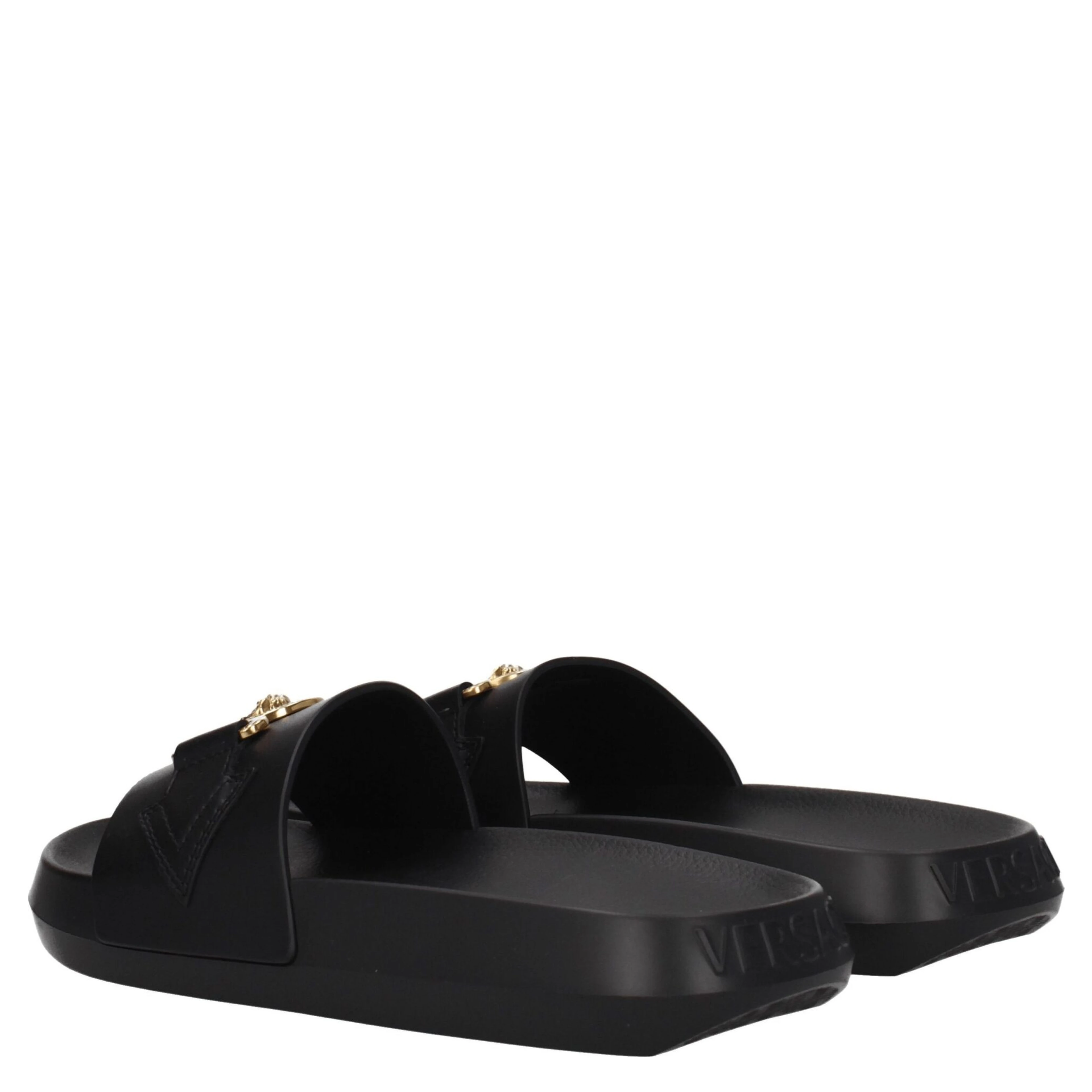 Black Leather Slippers