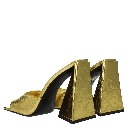 Gold Leather Platform Sandals