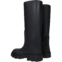 Black Cotton Rain Boots