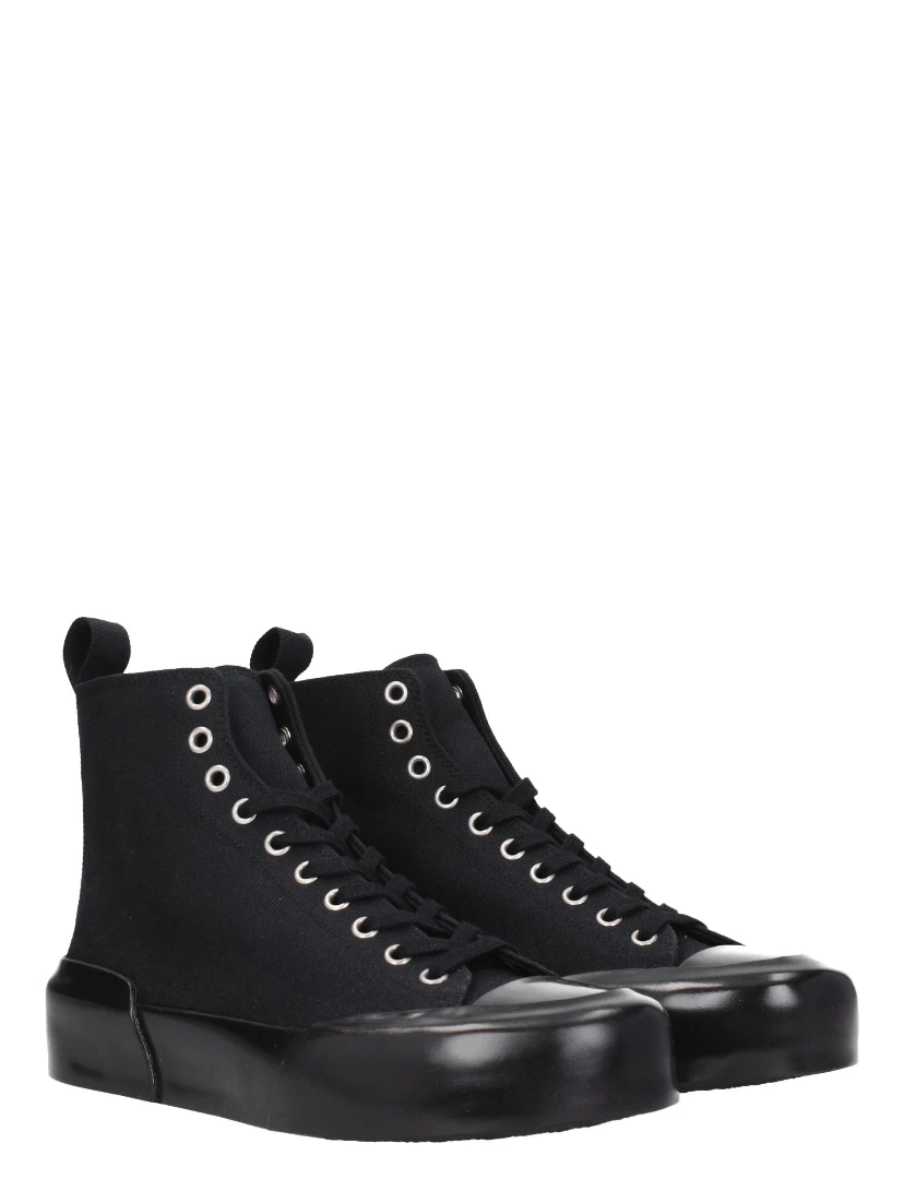 Black Fabric High Top Sneakers
