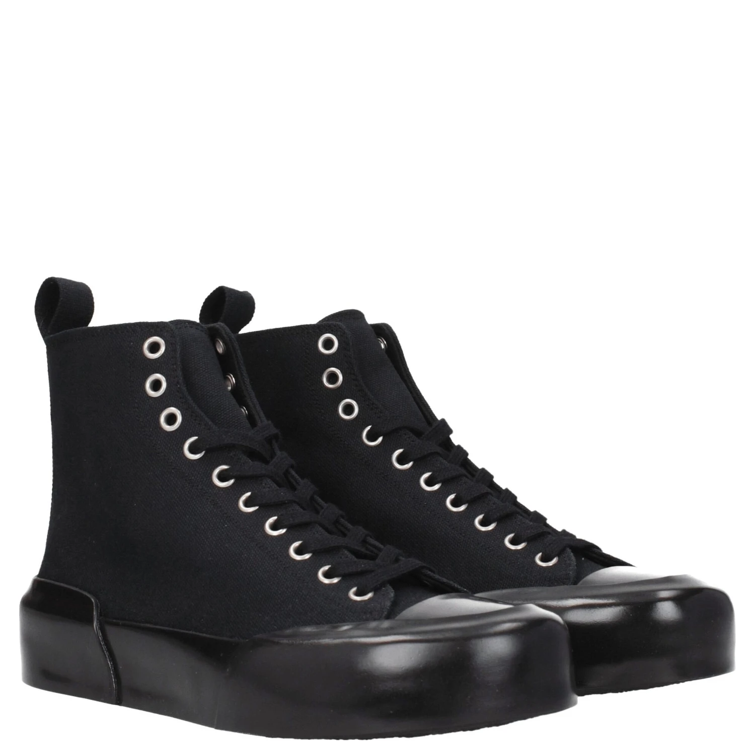 Black Fabric High Top Sneakers