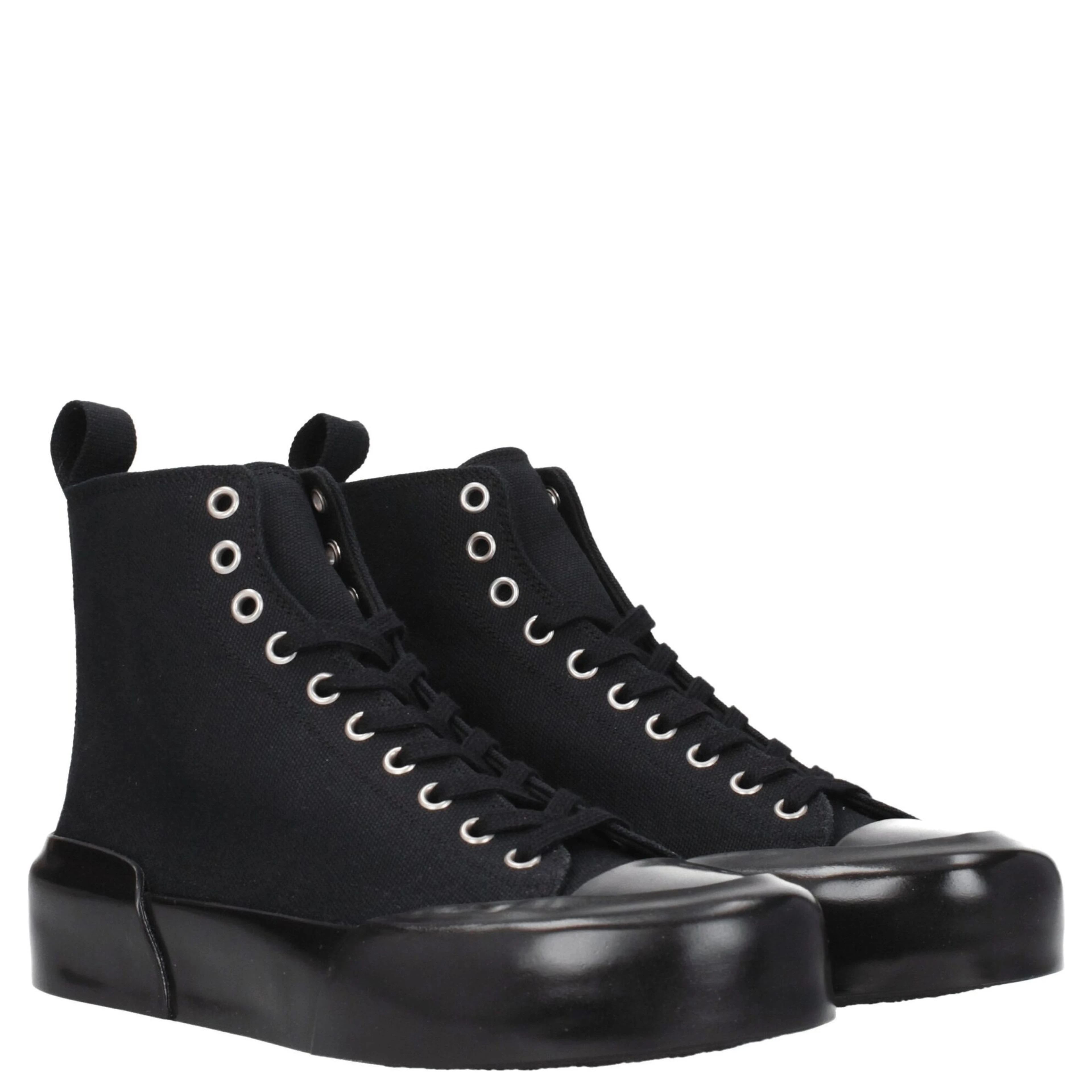 Black Fabric High Top Sneakers