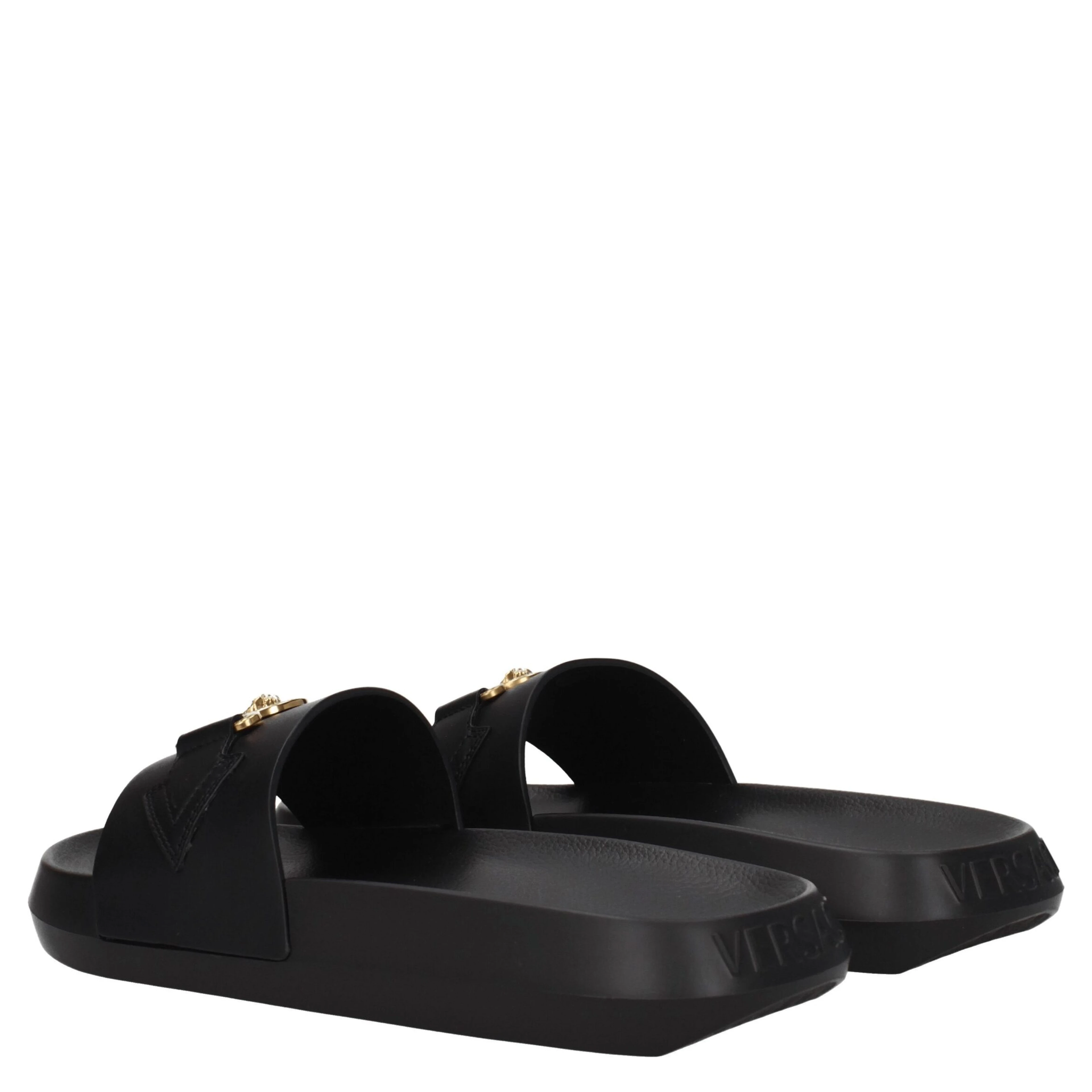 Black Leather Slippers