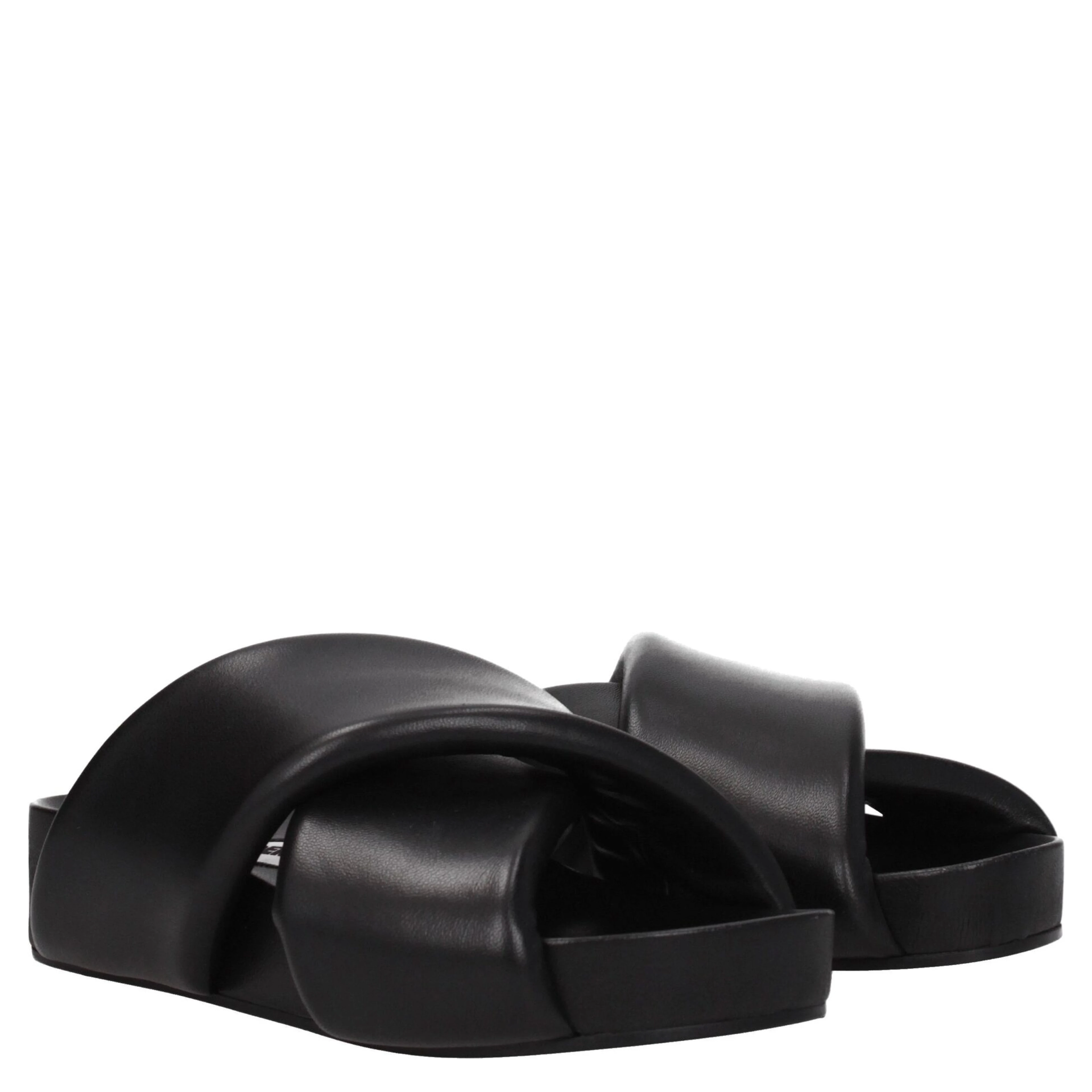 Black Leather Slippers