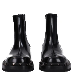 حذاء كاحل من الجلد الأسود