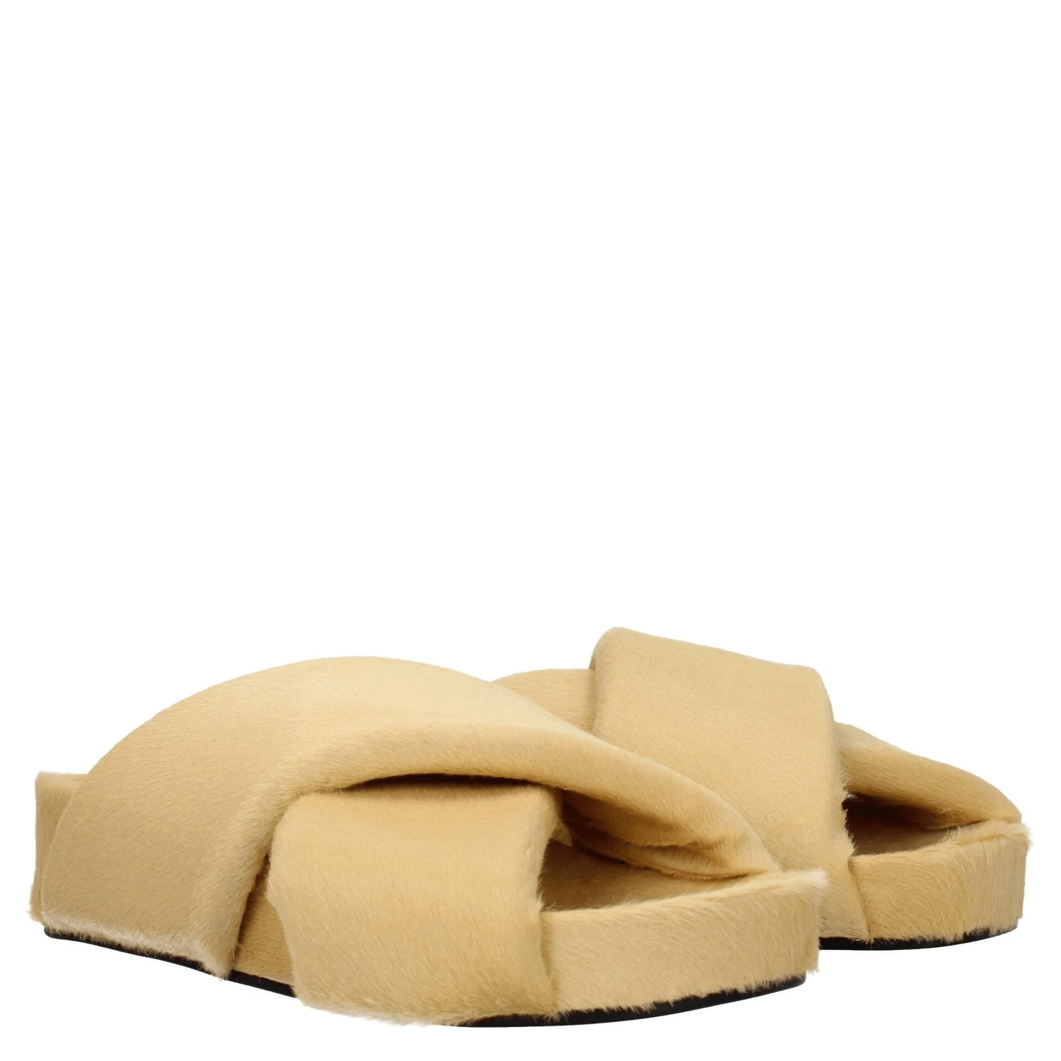 Beige Horsehair Slippers
