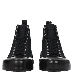 Black Fabric High Top Sneakers