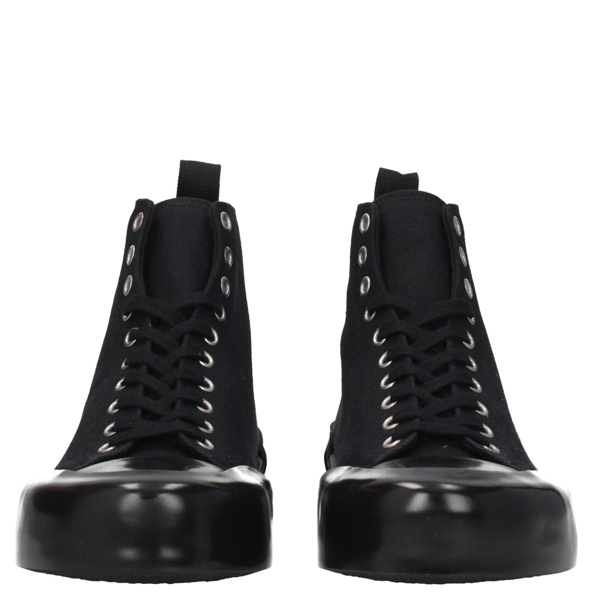 Black Fabric High Top Sneakers
