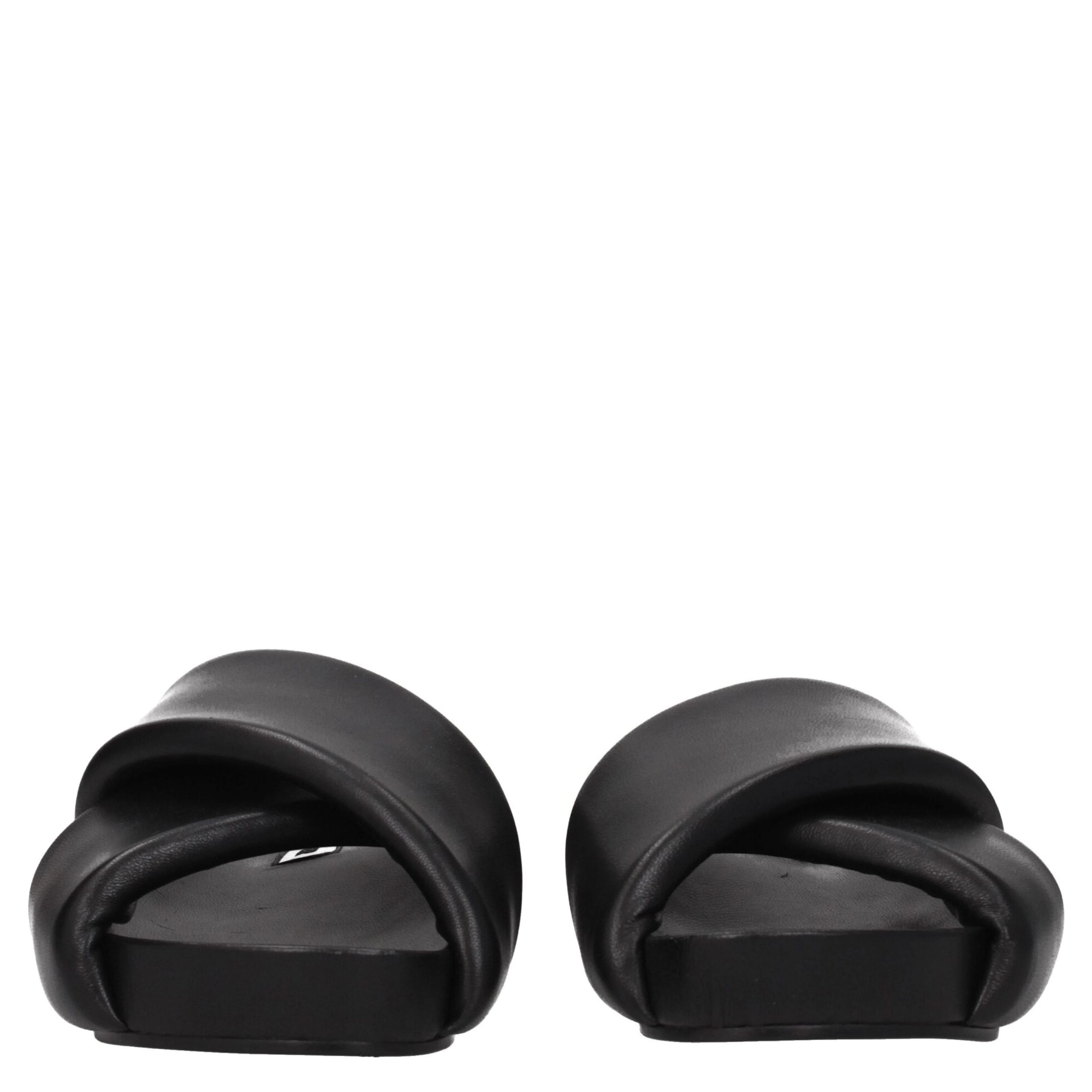 Black Leather Slippers