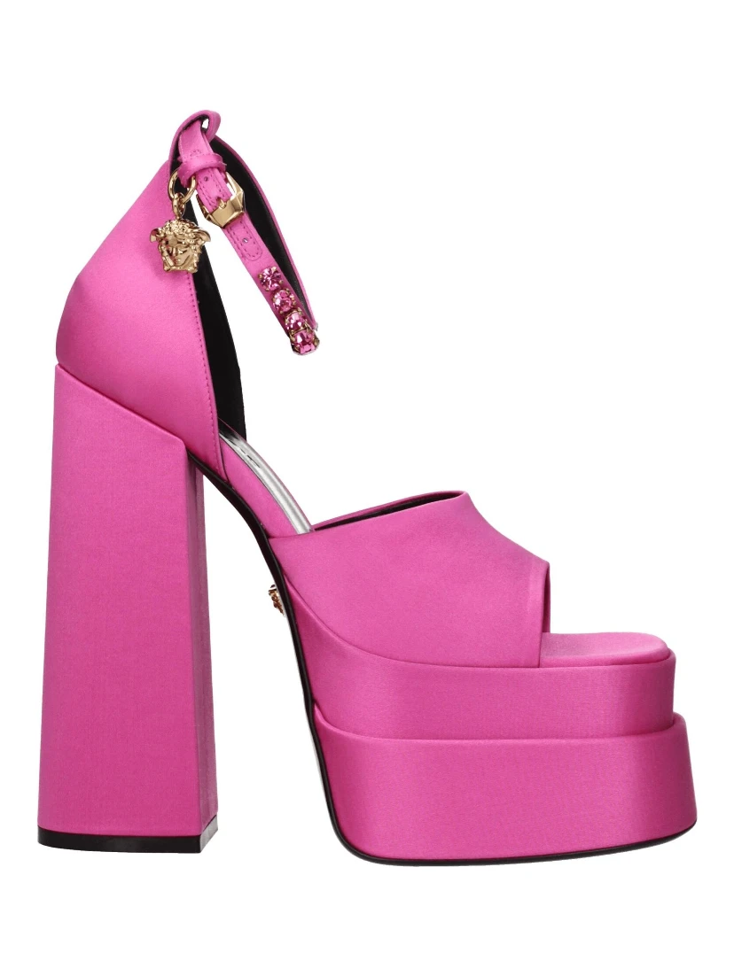 Pink Satin Platform Sandals
