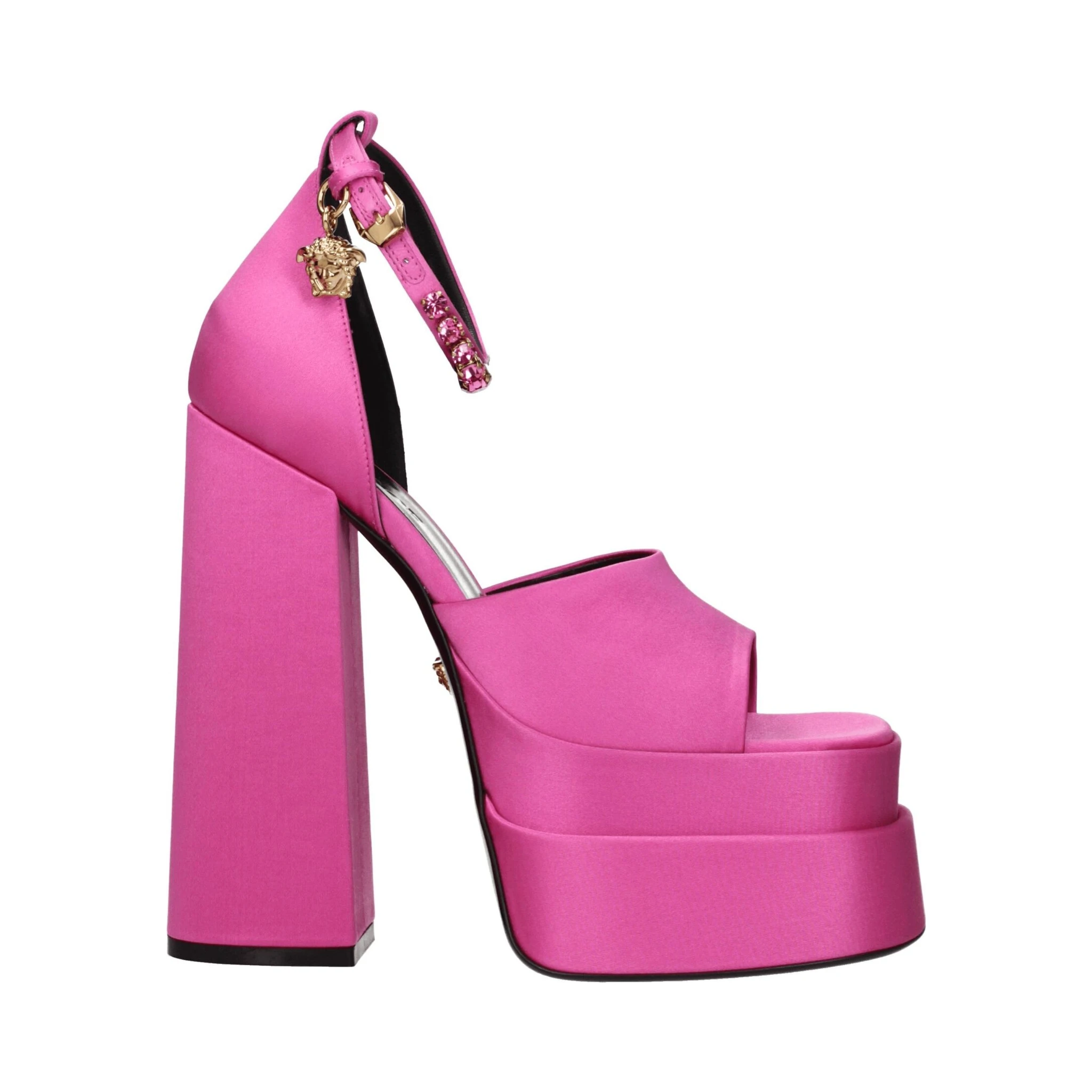 Pink Satin Platform Sandals
