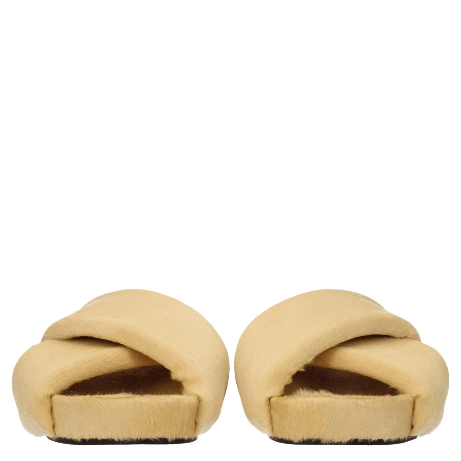 Beige Horsehair Slippers
