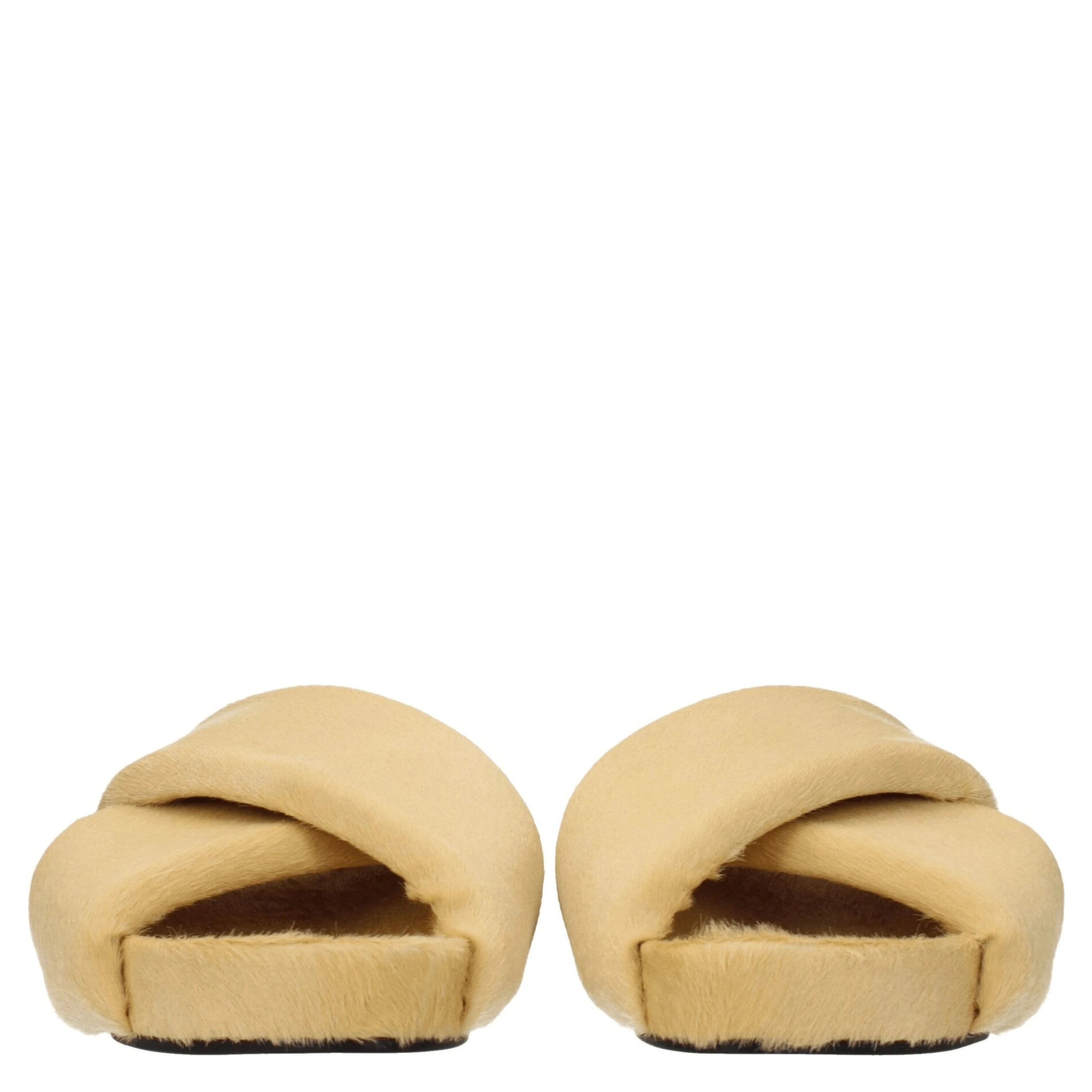 Beige Horsehair Slippers