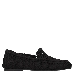 Black Fabric Slip-On Loafers