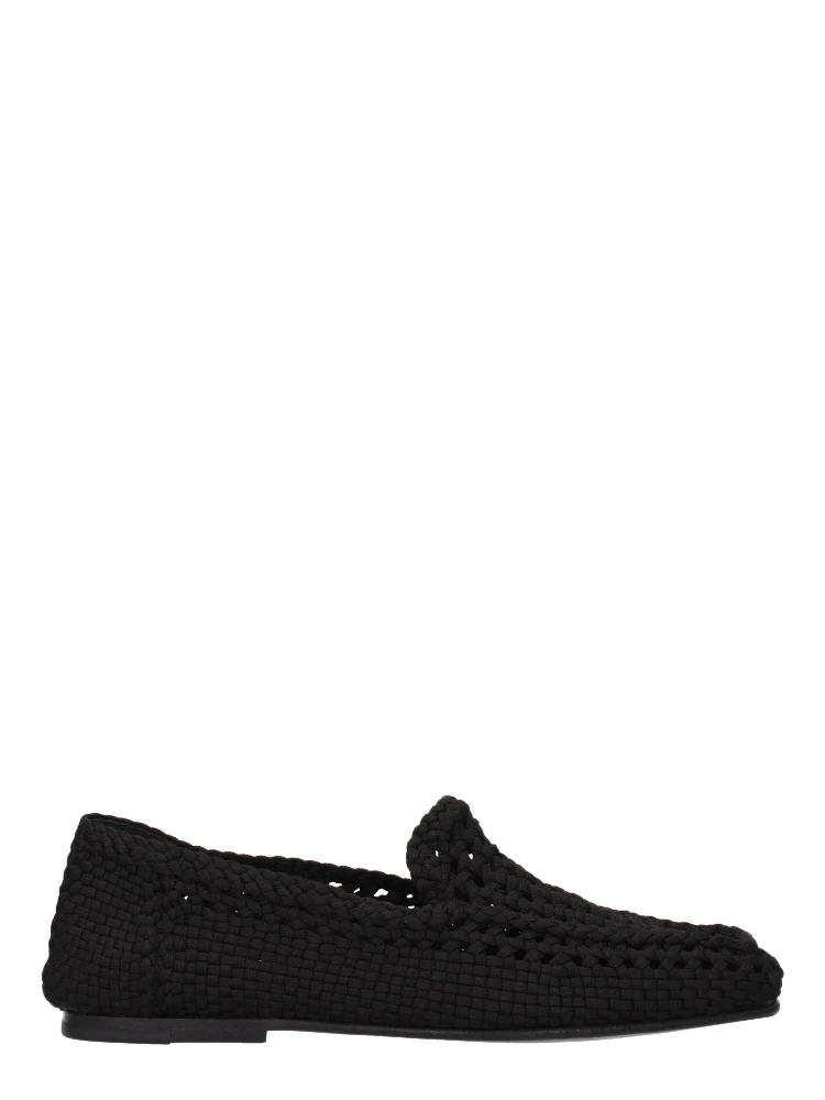 Black Fabric Slip-On Loafers