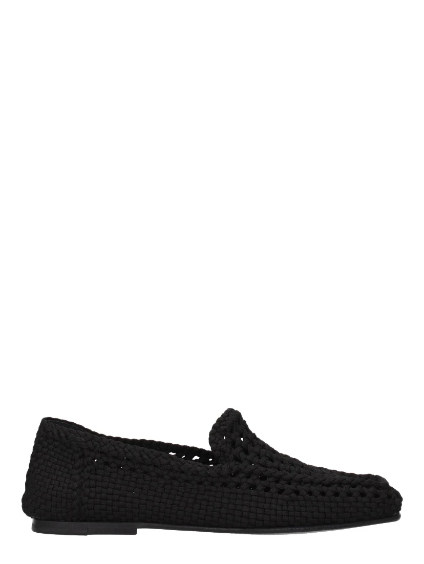 Black Fabric Slip-On Loafers