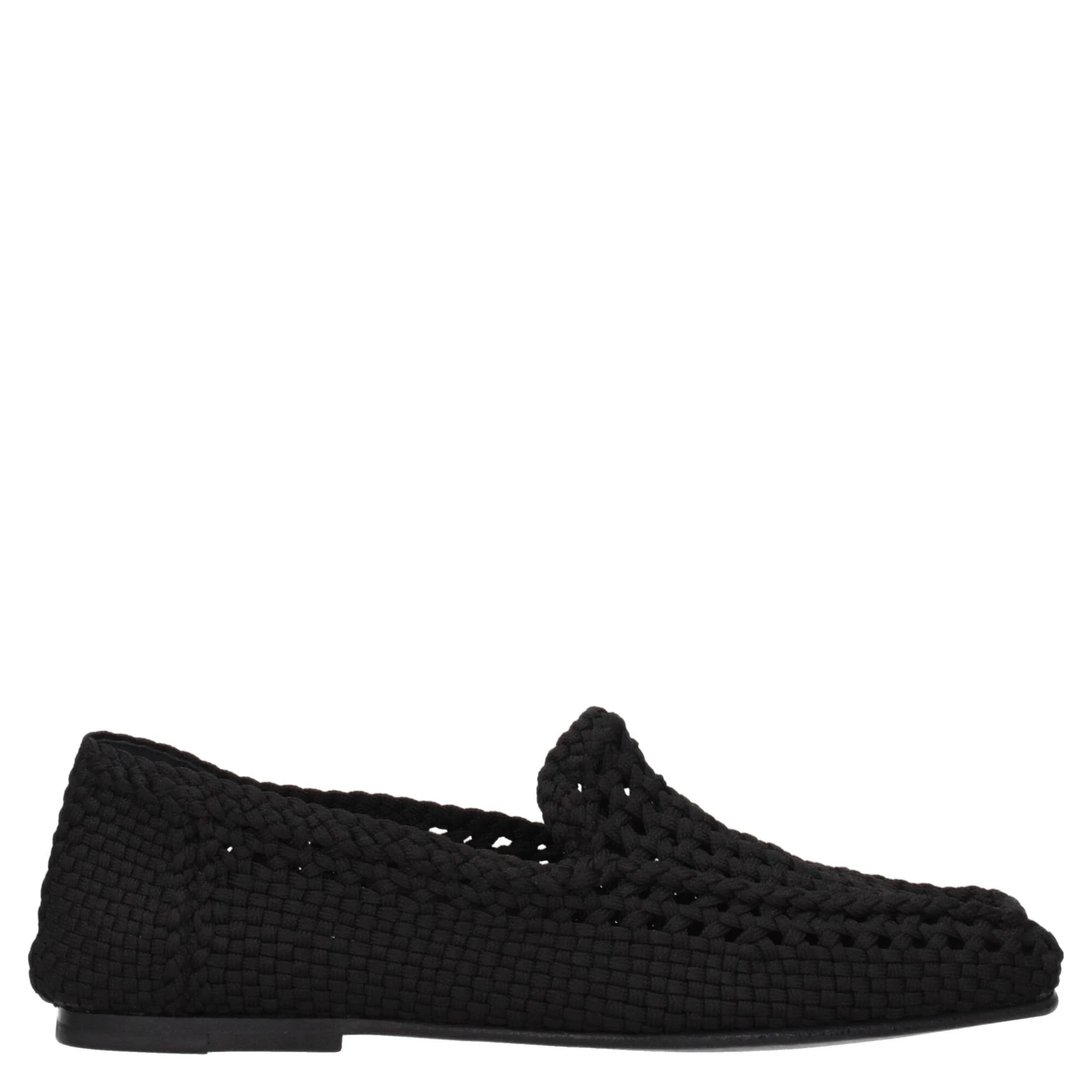 Black Fabric Slip-On Loafers