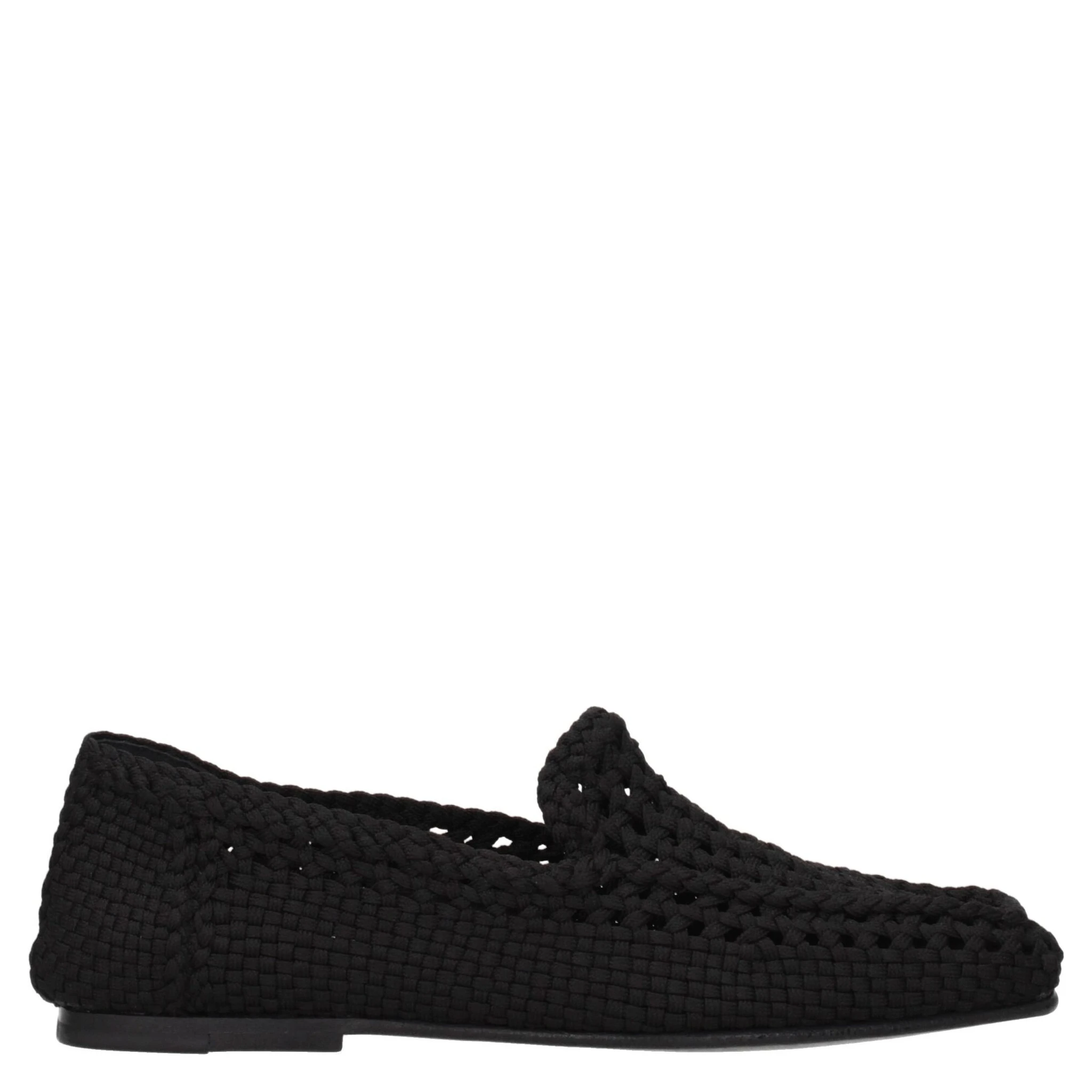 Black Fabric Slip-On Loafers