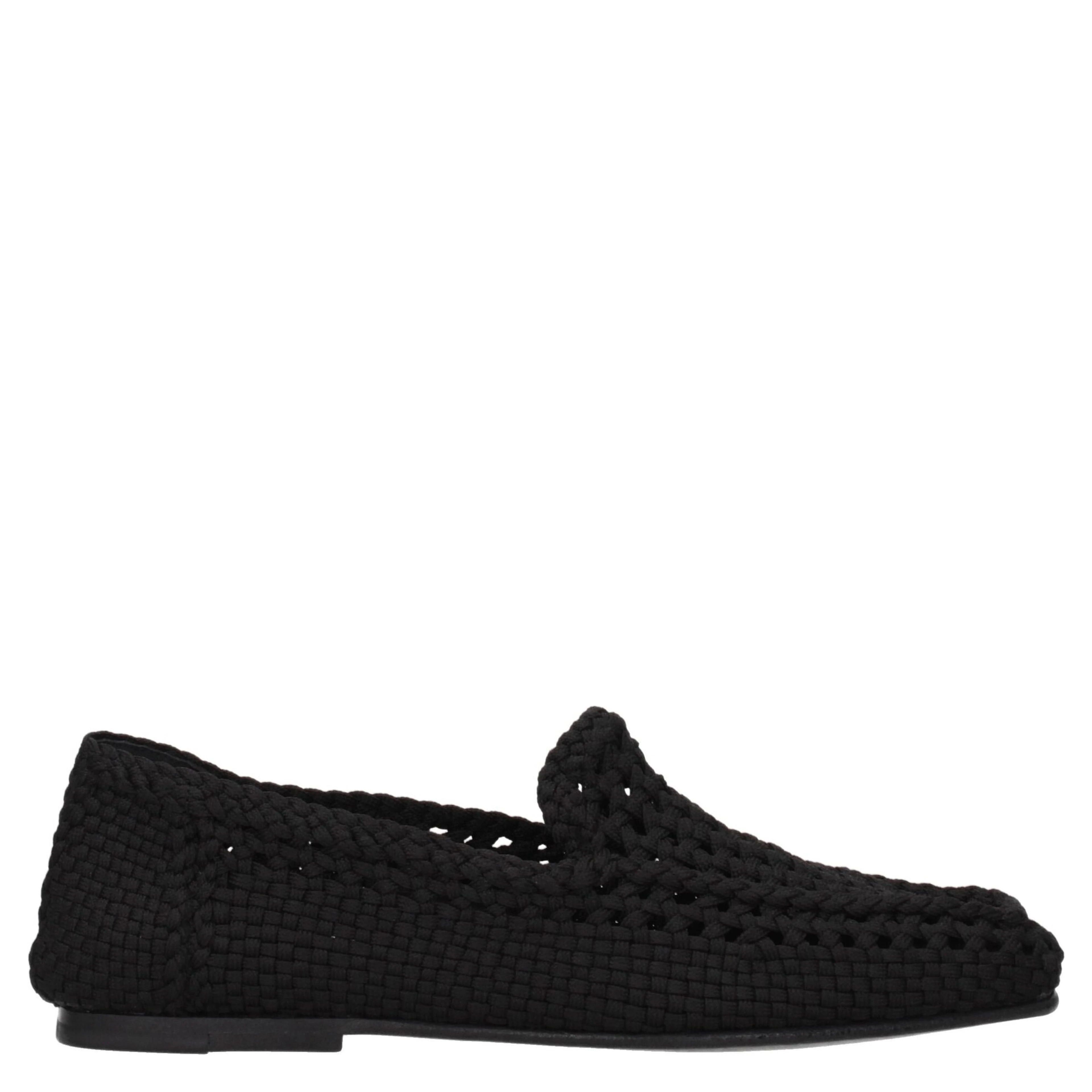 Black Fabric Slip-On Loafers