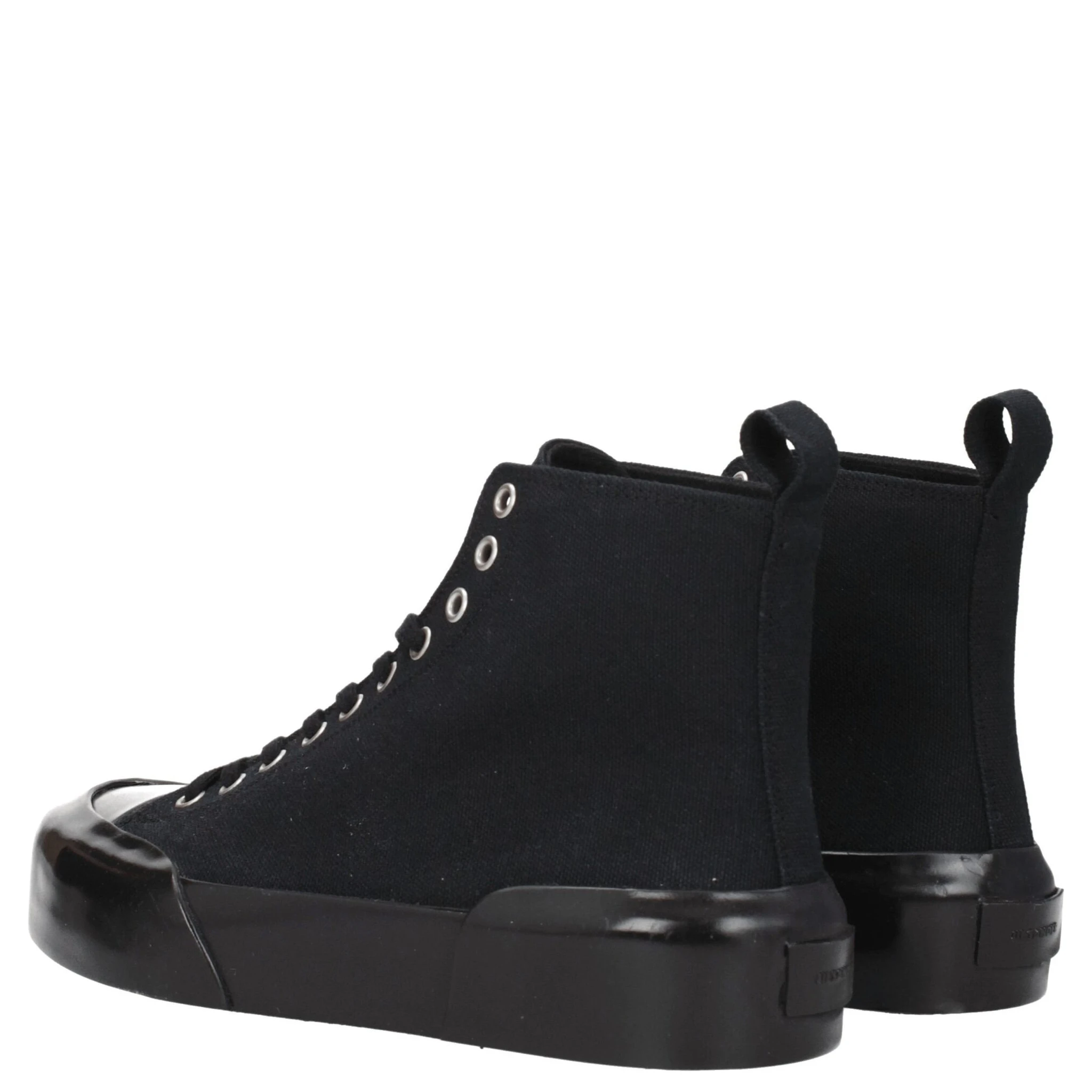Black Fabric High Top Sneakers