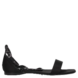 Black Satin Flat Sandals