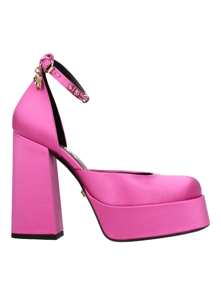 Pink Satin Platform Pumps