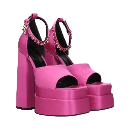 Pink Satin Platform Sandals