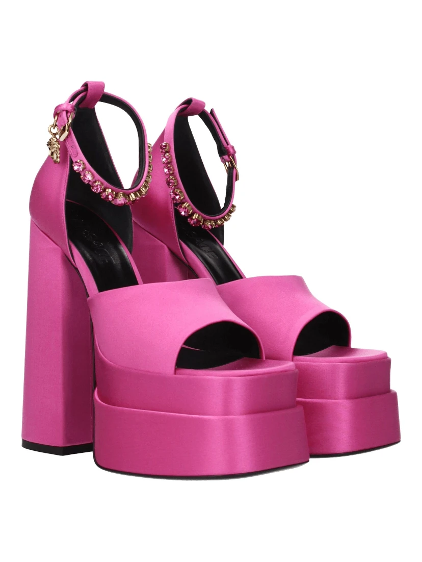 Pink Satin Platform Sandals