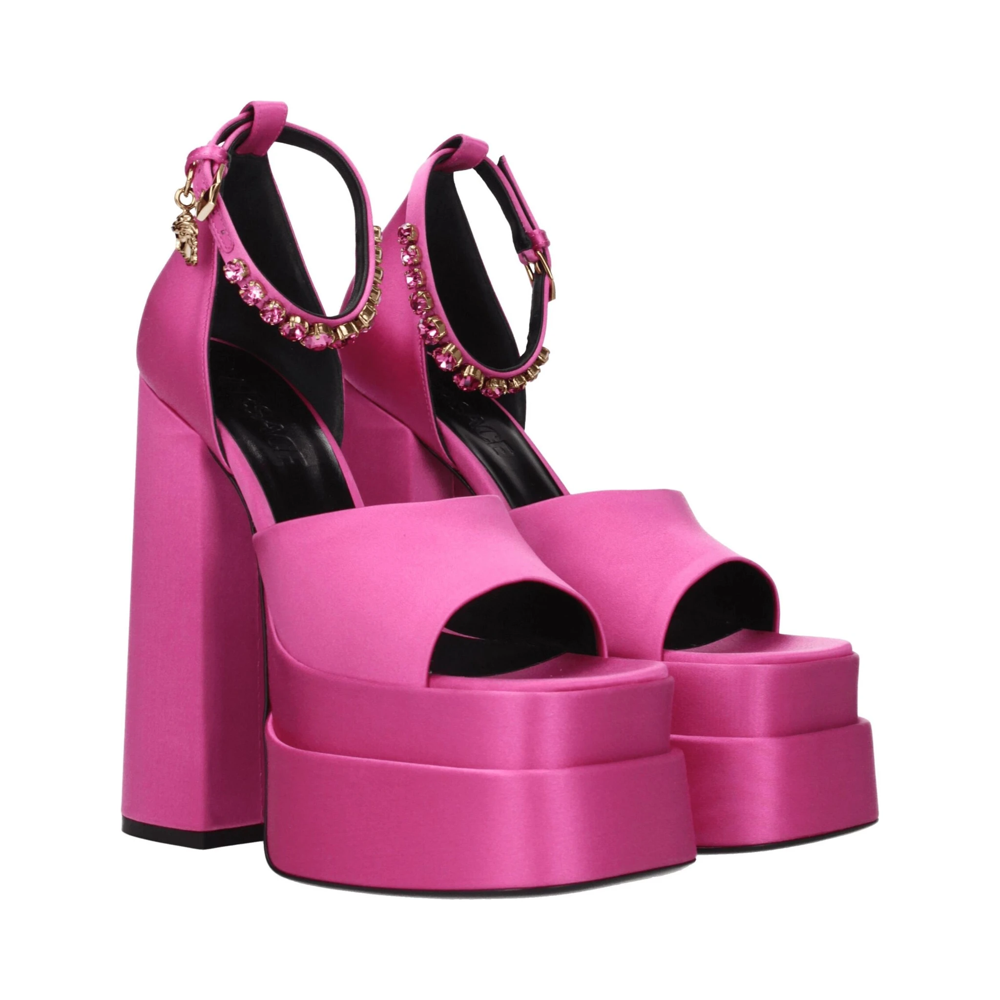 Pink Satin Platform Sandals