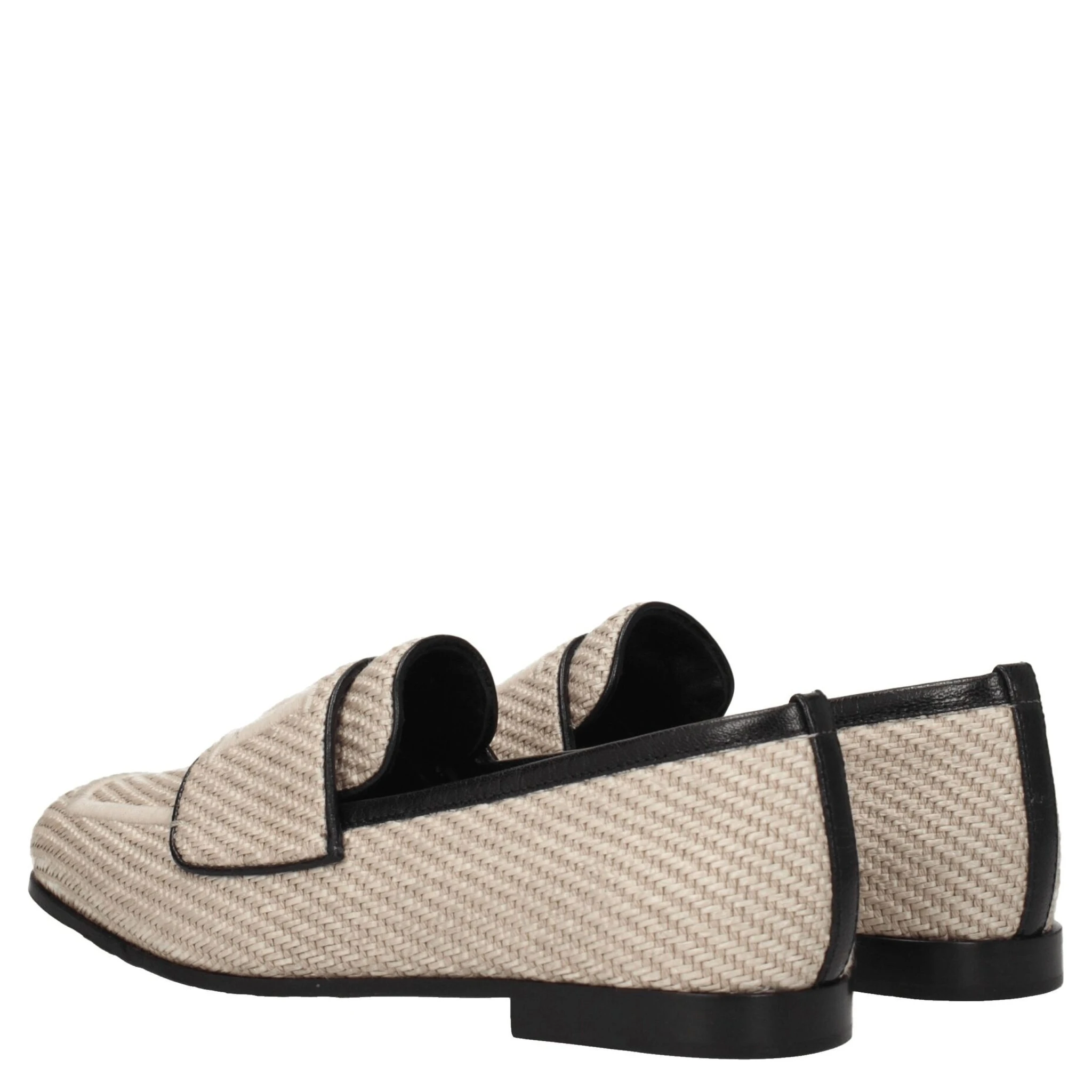 Beige Fabric Slip-On Loafers