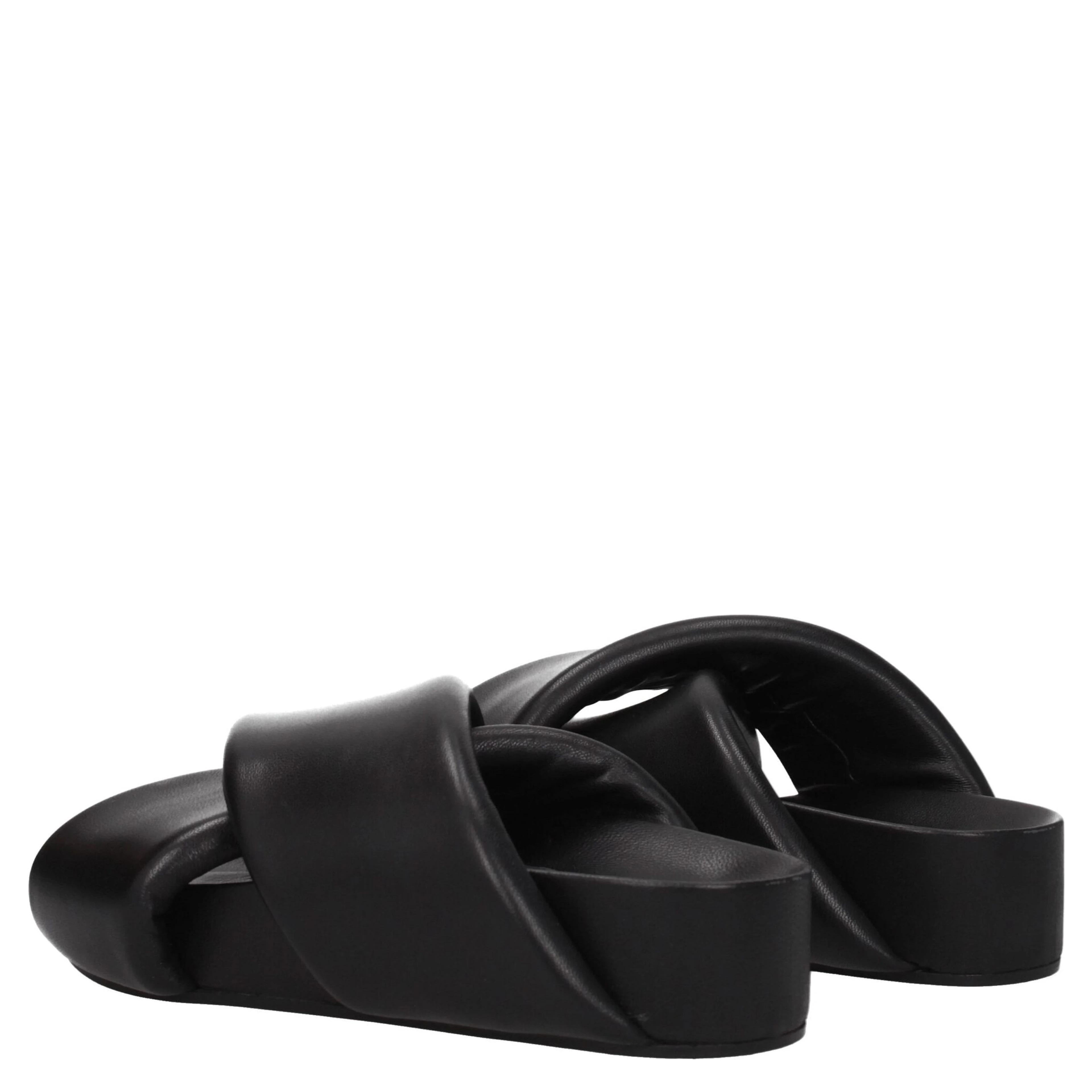 Black Leather Slippers