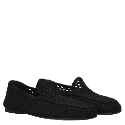 Black Fabric Slip-On Loafers