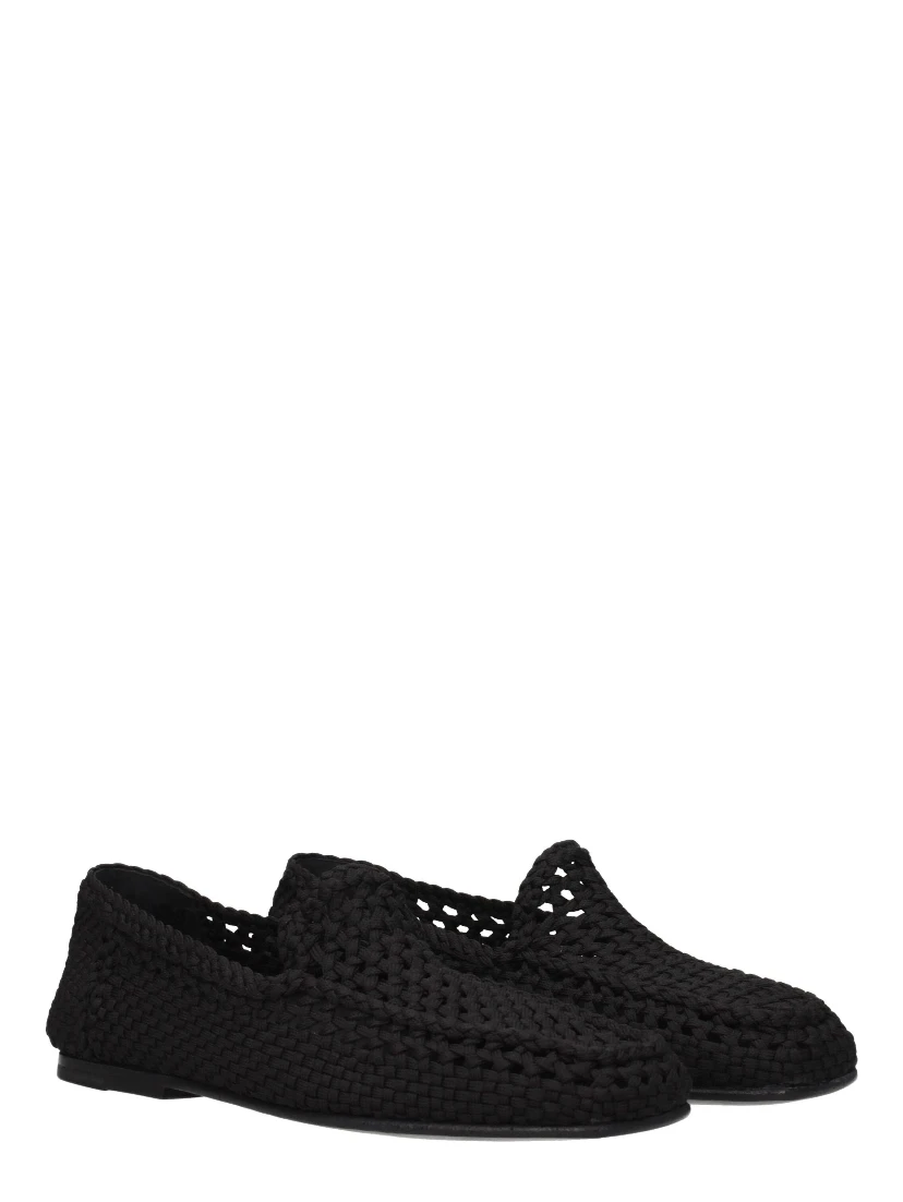 Black Fabric Slip-On Loafers