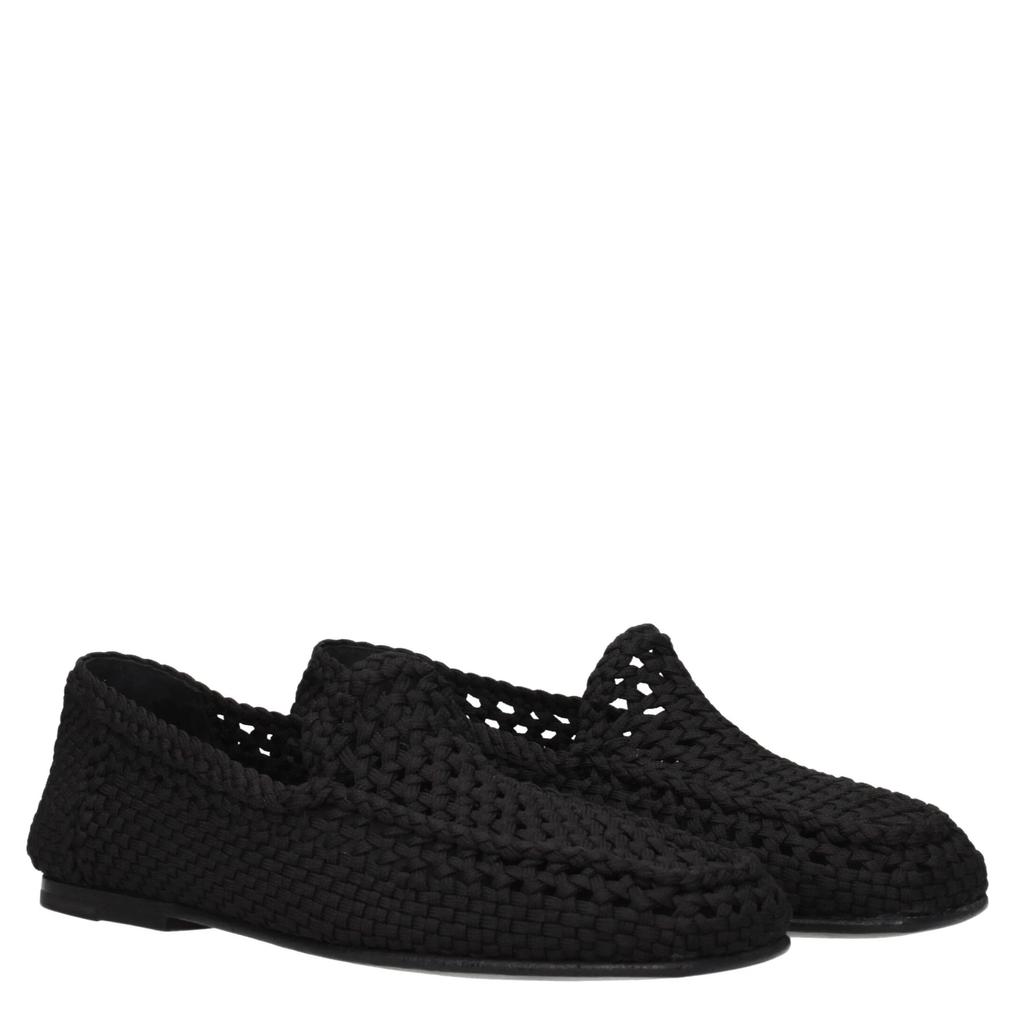 Black Fabric Slip-On Loafers