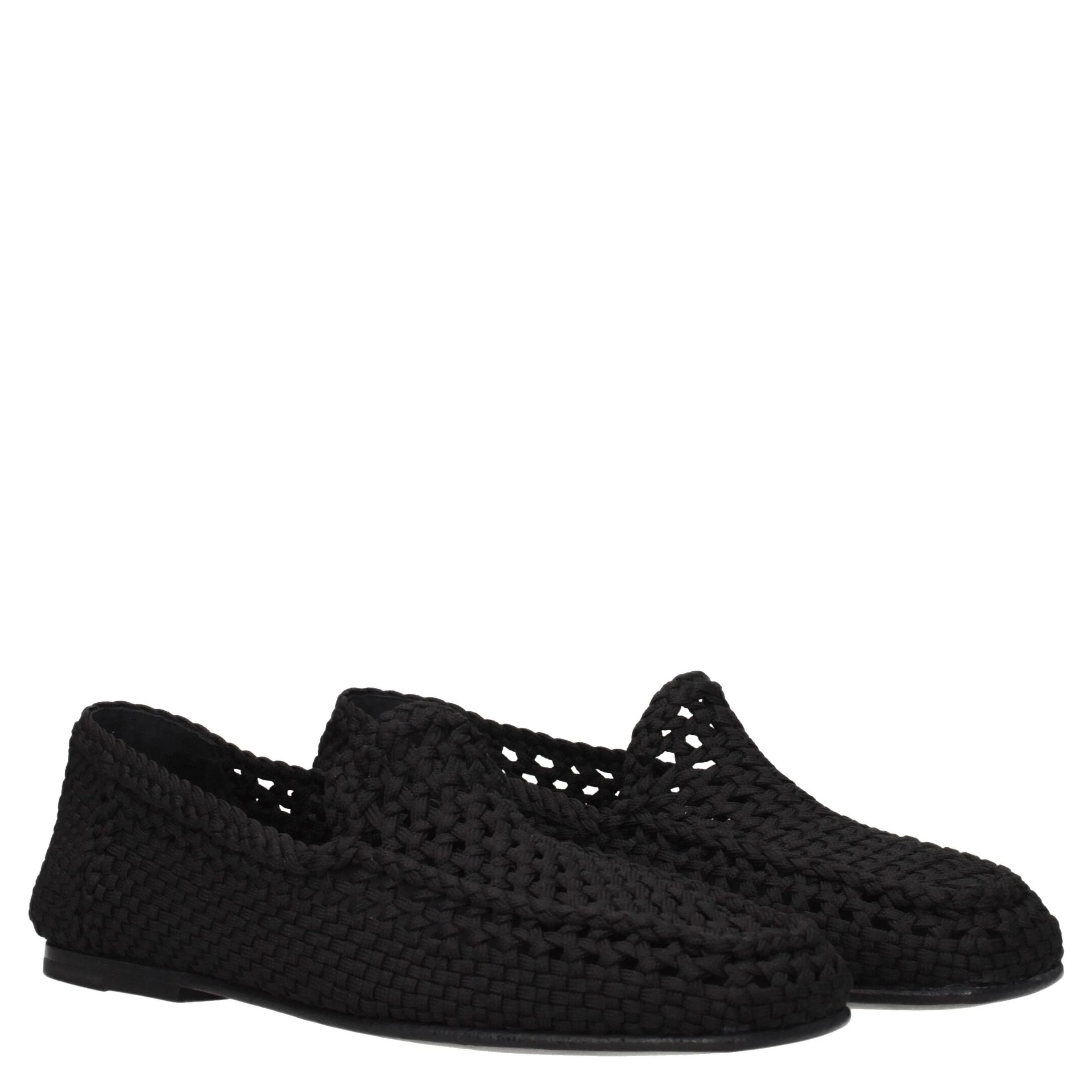 Black Fabric Slip-On Loafers