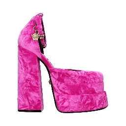 Pink Velvet Platform Sandals