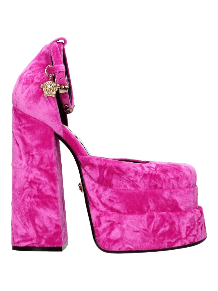 Pink Velvet Platform Sandals