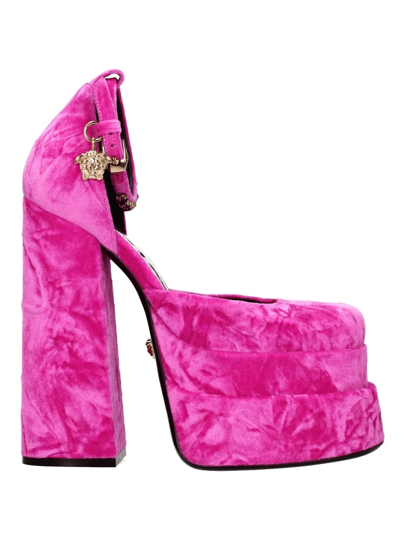 Pink Velvet Platform Sandals