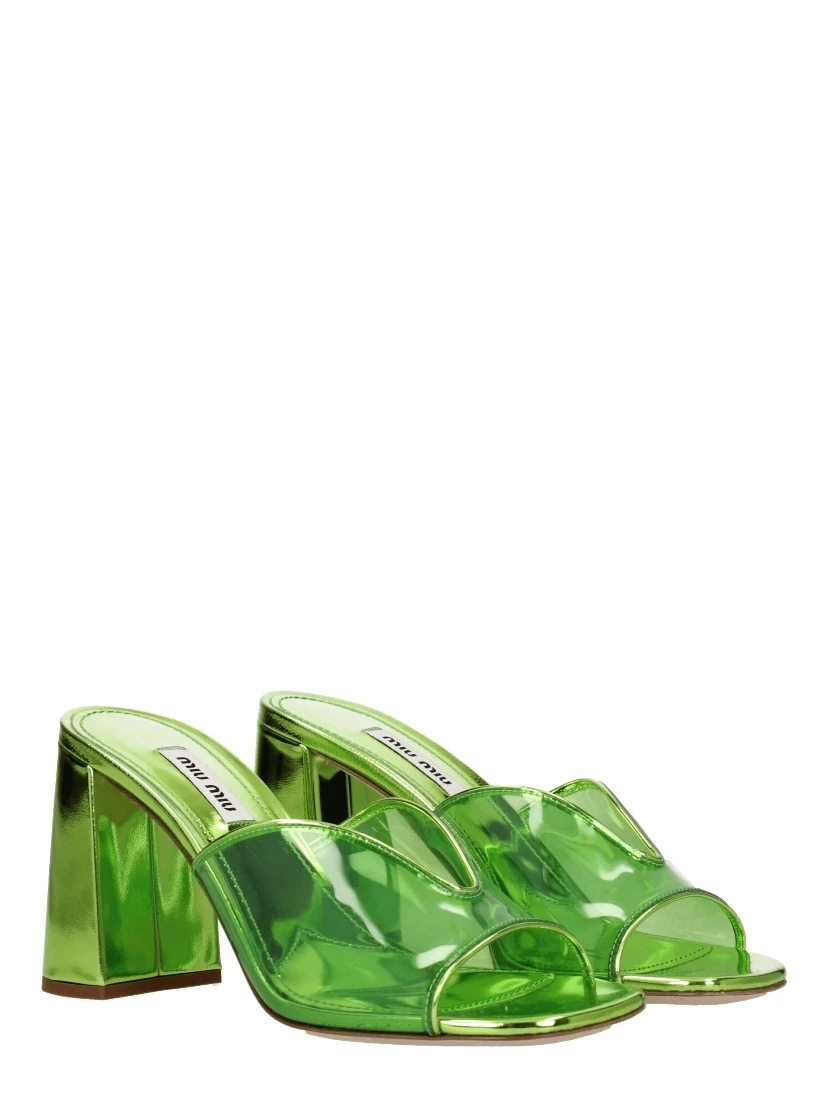 Green Plexiglass Platform Sandals