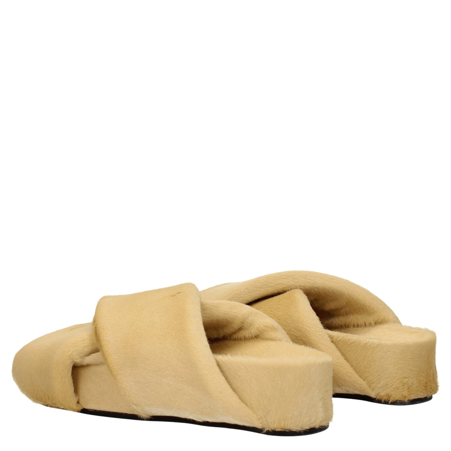 Beige Horsehair Slippers
