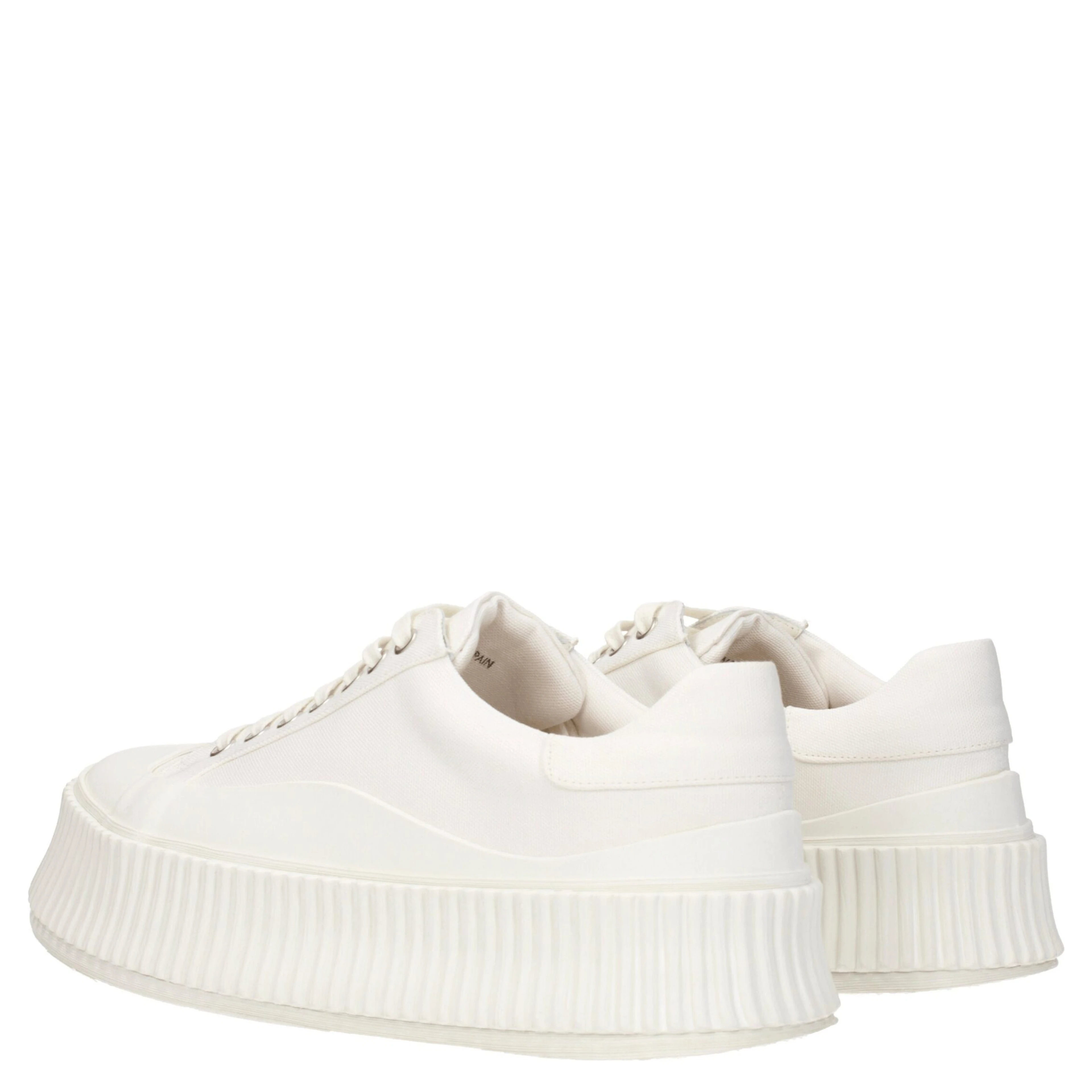 White Fabric Platform Sneakers