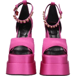 Pink Satin Platform Sandals