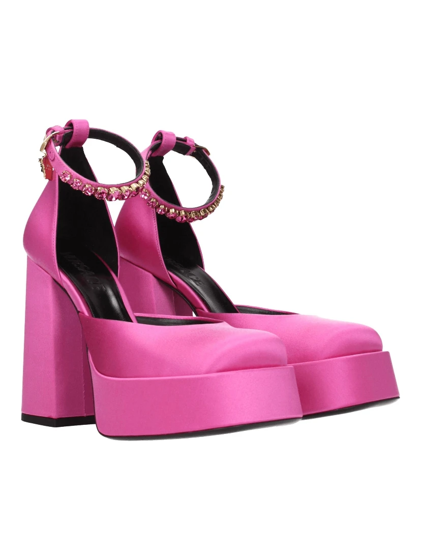 Pink Satin Platform Pumps