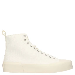 Beige Fabric High Top Sneakers