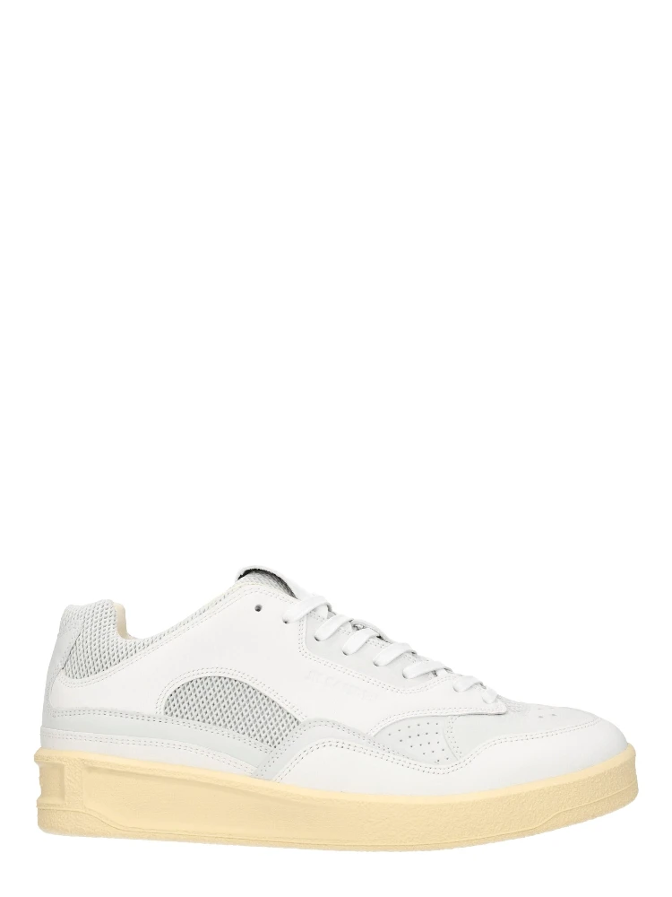 White Leather Low Top Sneakers