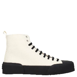 Beige Fabric High Top Sneakers