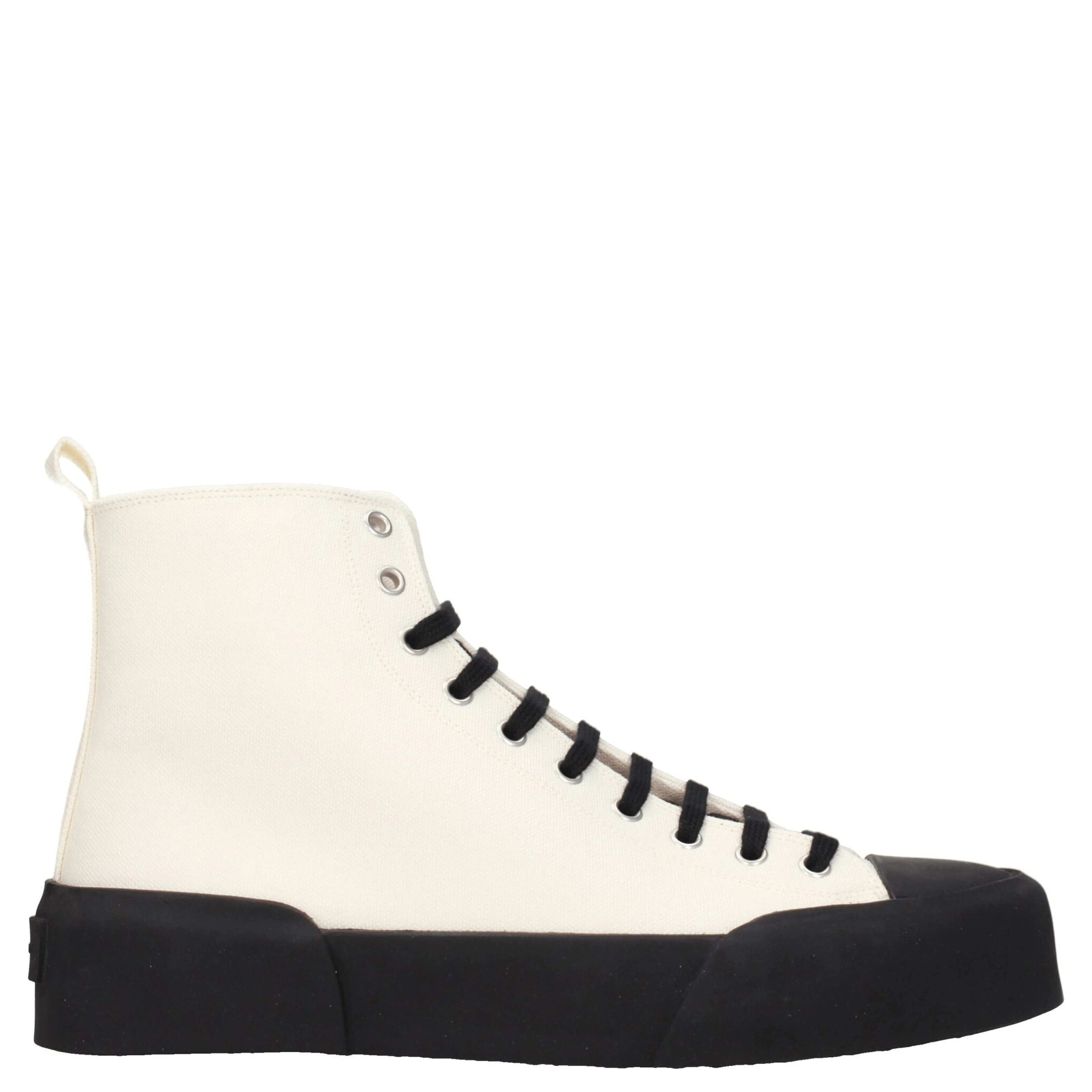 Beige Fabric High Top Sneakers