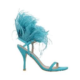 Green Leather Stiletto Heel Sandals
