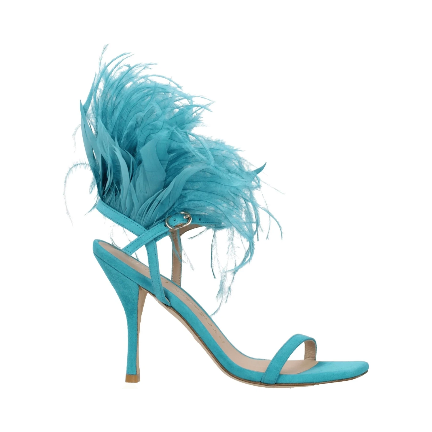 Green Leather Stiletto Heel Sandals